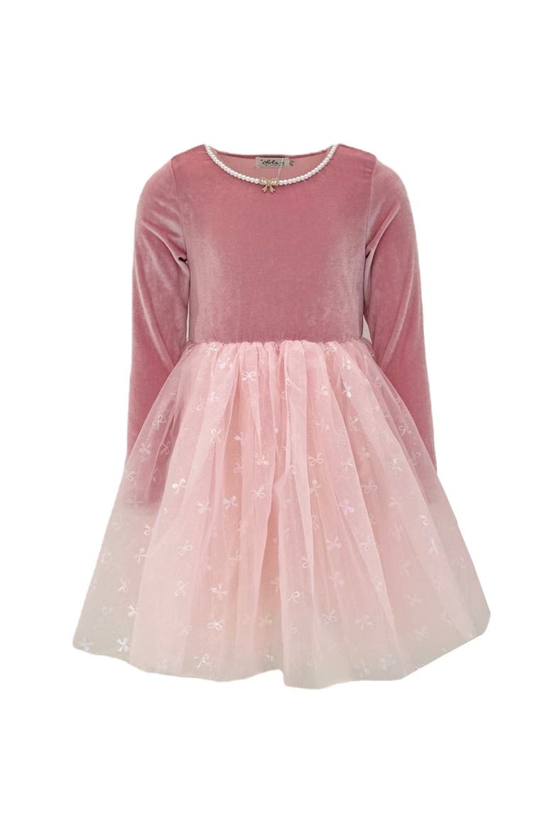 Ballerina Bow Velour Dress, Main, color, Pink