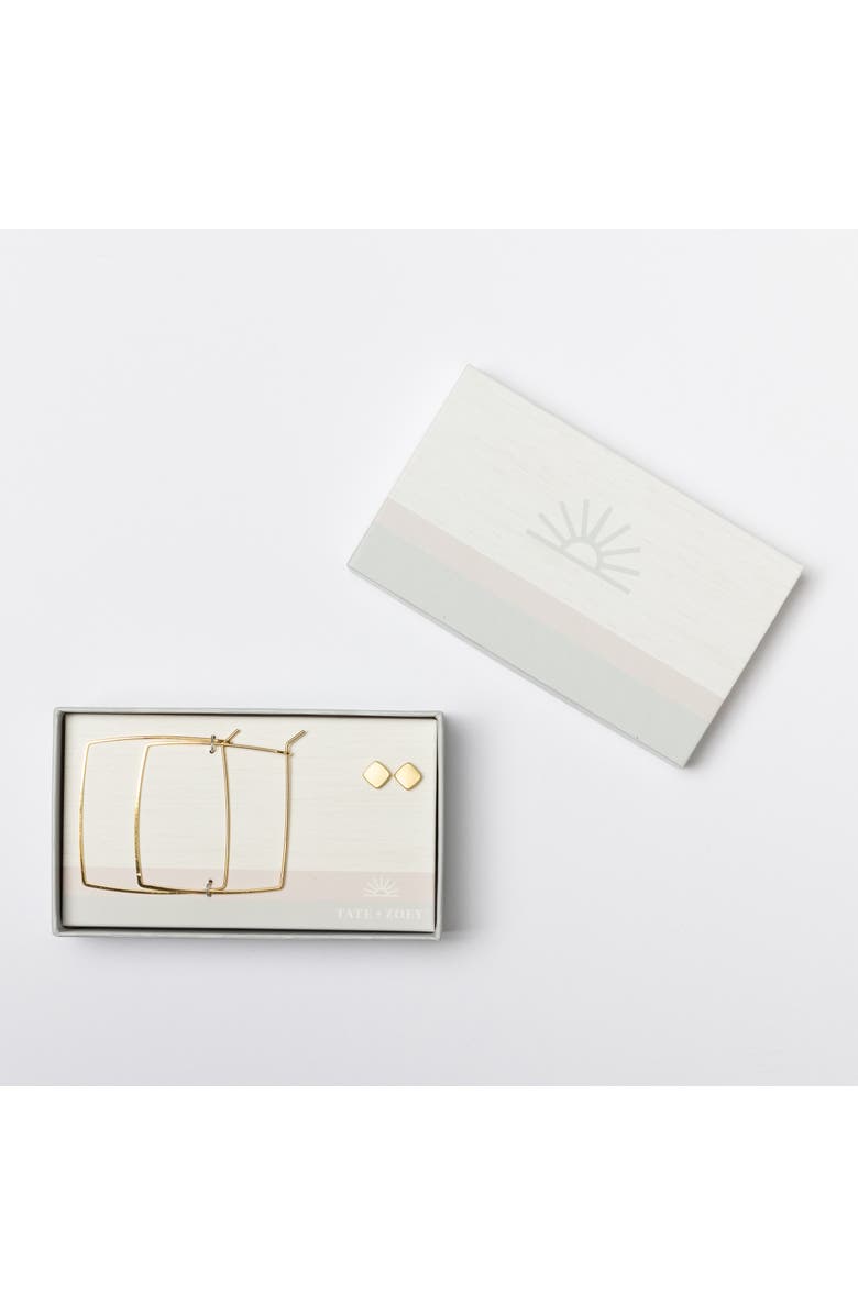 Totalee Gift Gold Geometric Diamond Earring Set Burnished Brass Gold, Main, color, Gold