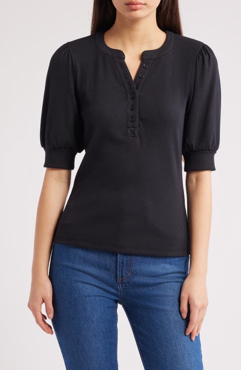 Jewel Puff Sleeve Cotton & Modal Top