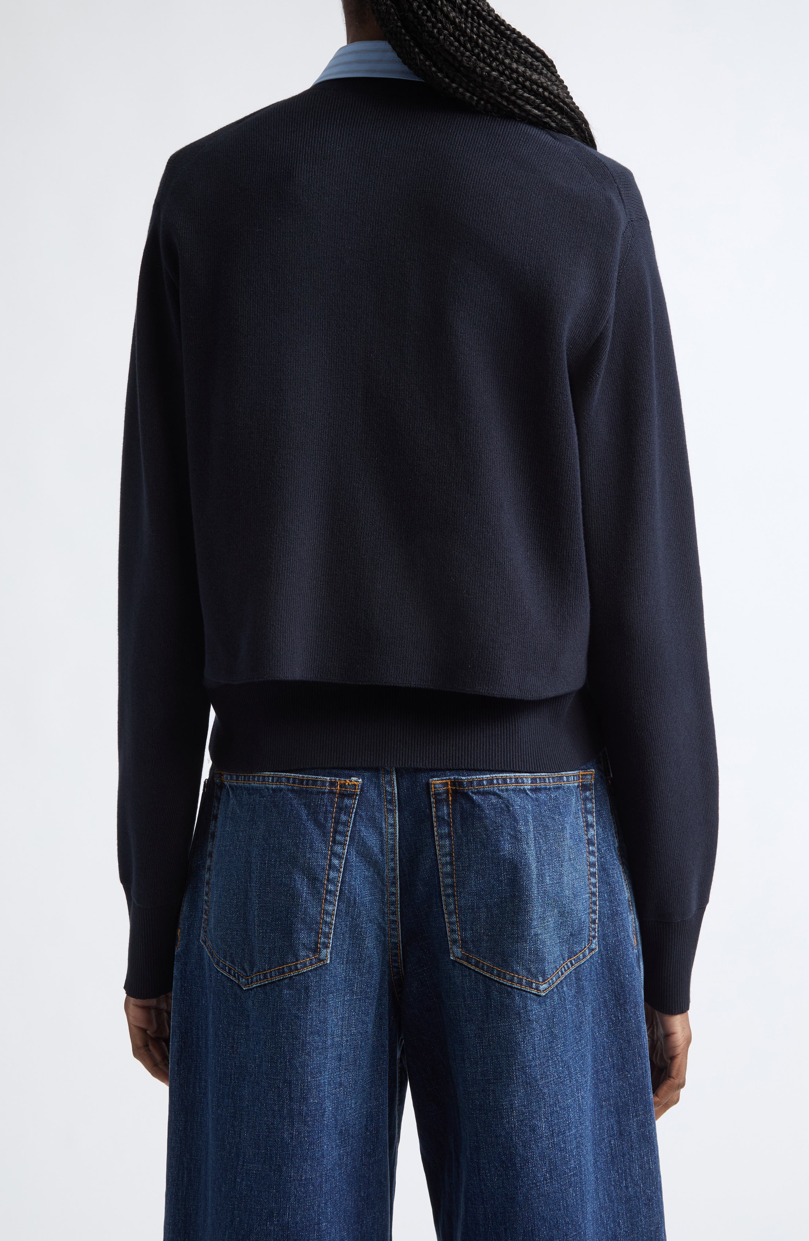 Sacai Layered Poplin & Knit Cardigan (Women) | Nordstrom