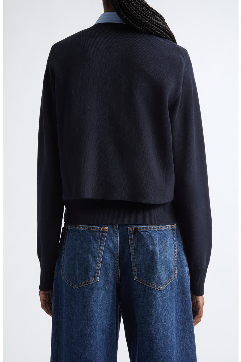 Layered Poplin & Knit Cardigan, Alternate, color, NAVY/ LIGHT BLUE STRIPE