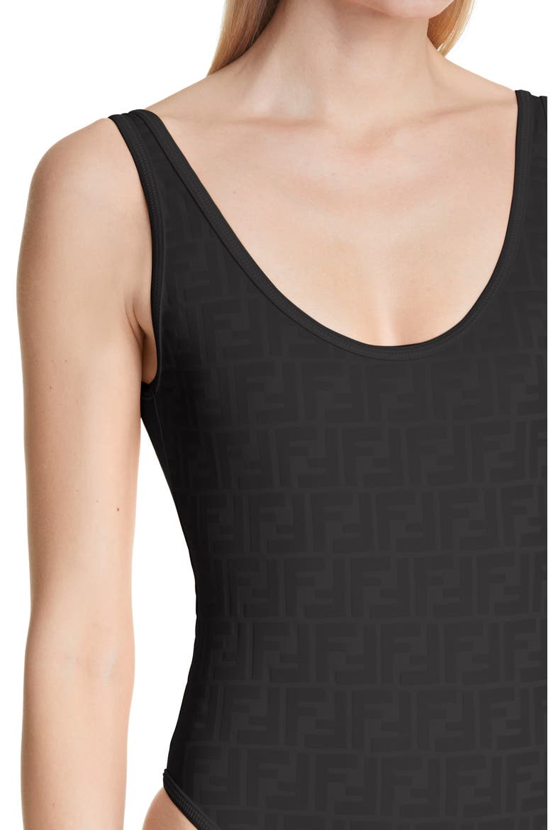 FF Logo One-Piece Swimsuit, Alternate, color, BLACK
