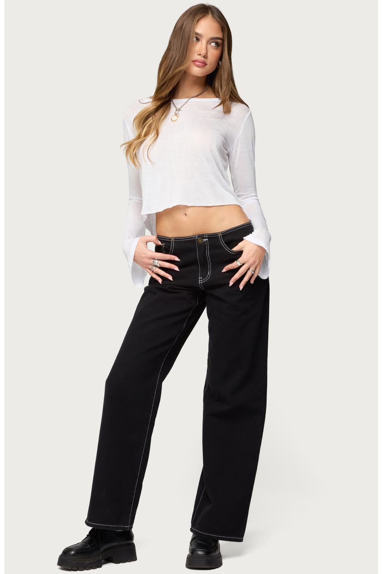 Catalena Sheer Long Sleeve Top, Alternate, color, WHITE