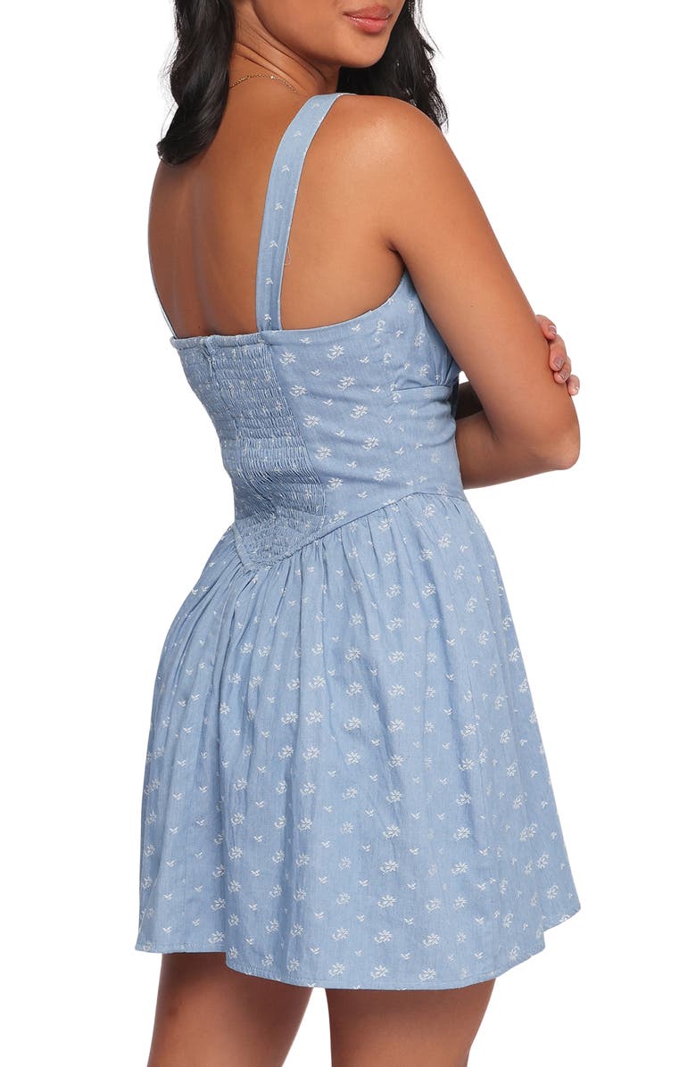 Petal & Pup Shelton Embroidered Cotton Mini Sundress, Alternate, color, Floral Denim