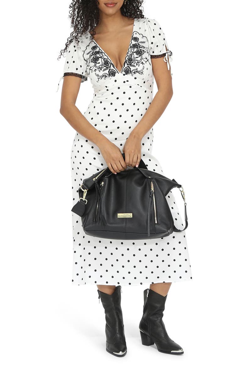 Belle & Bloom You and I Polka Dot Midi Dress, Alternate, color, Black/ White