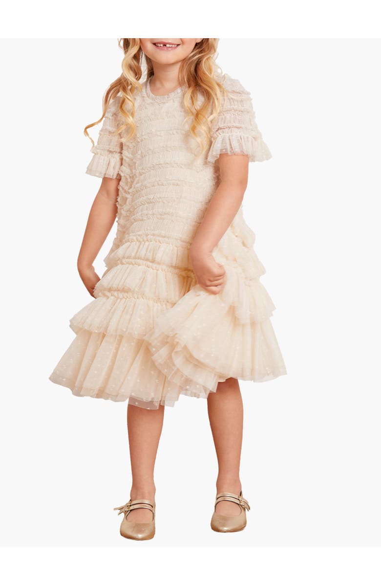Needle & Thread Valentine Ruffle Kids Dress, Main, color, Champagne