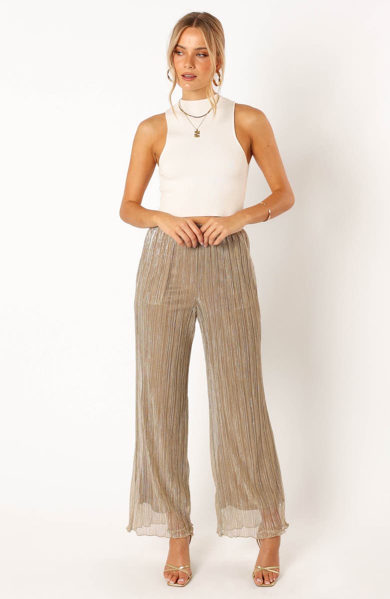 Petal & Pup Lucy Plissé Pleated Pants, Alternate, color, Silver