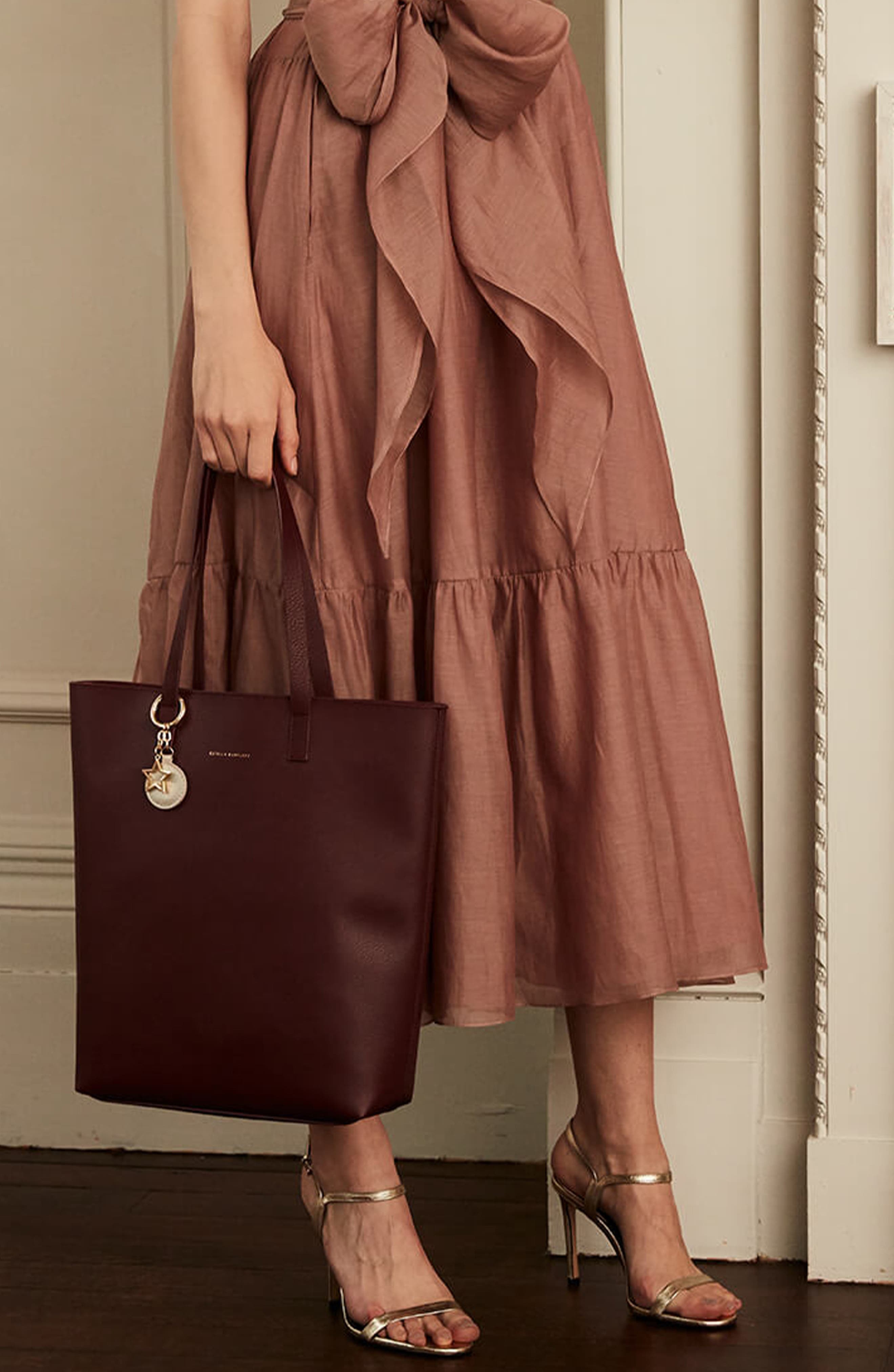 Hopton Faux Leather Tote, Alternate, color, BURGUNDY