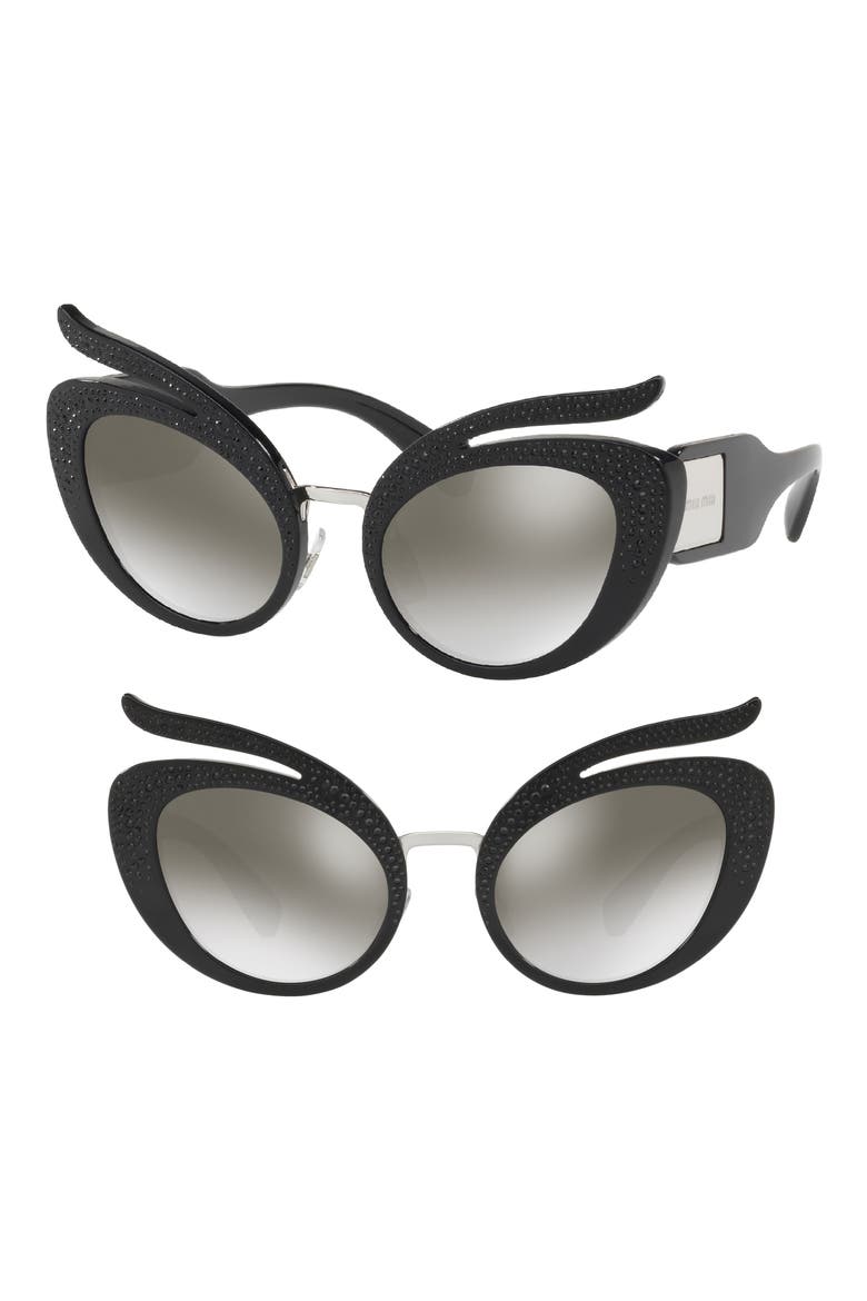53mm Studded Sunglasses, Main, color, BLACKDNU