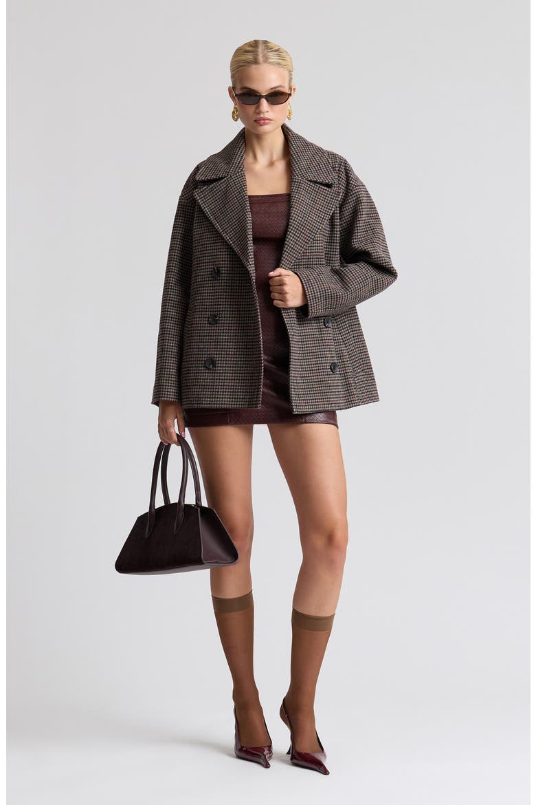 Houndstooth Peacoat, Alternate, color, NAVY - BROWN HOUNDSTOOTH