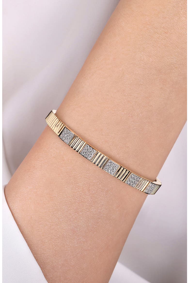 Demure Diamond Cut Diamond & 14K Gold Bangle Bracelet, Alternate, color, 14K YELLOW GOLD