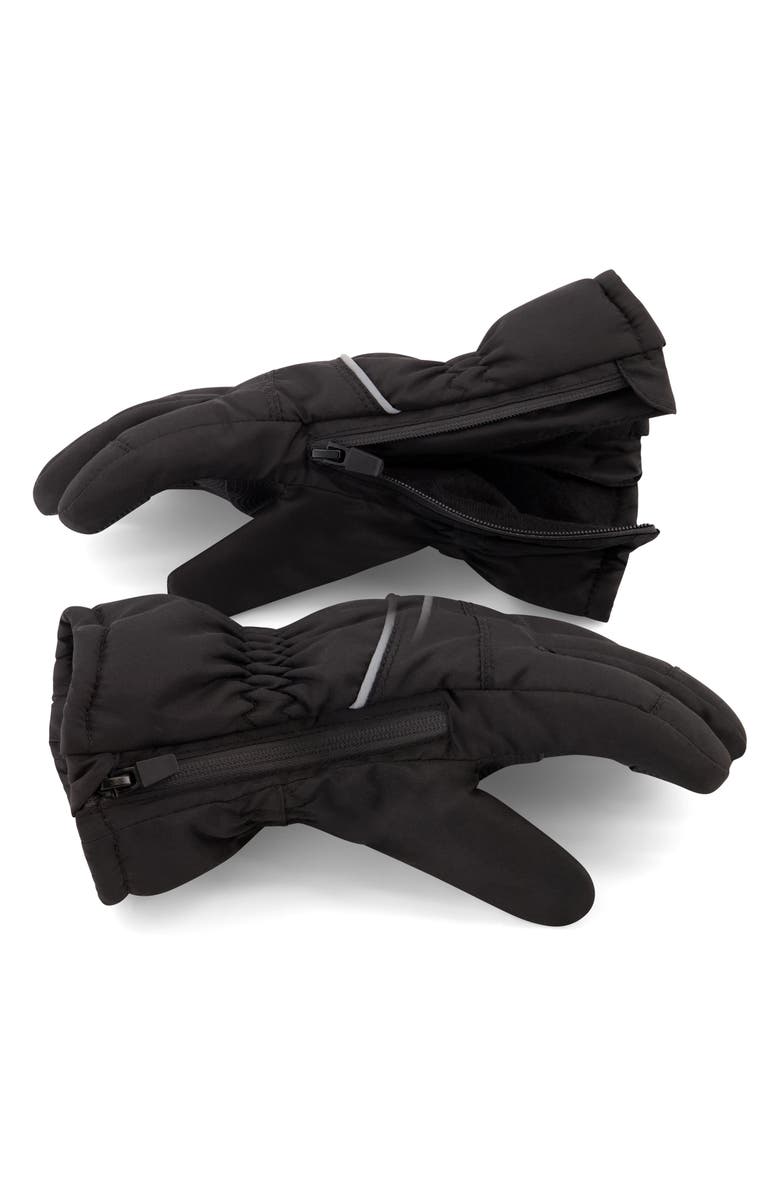 Andy & Evan Kids' Zip Gloves, Alternate, color, Black