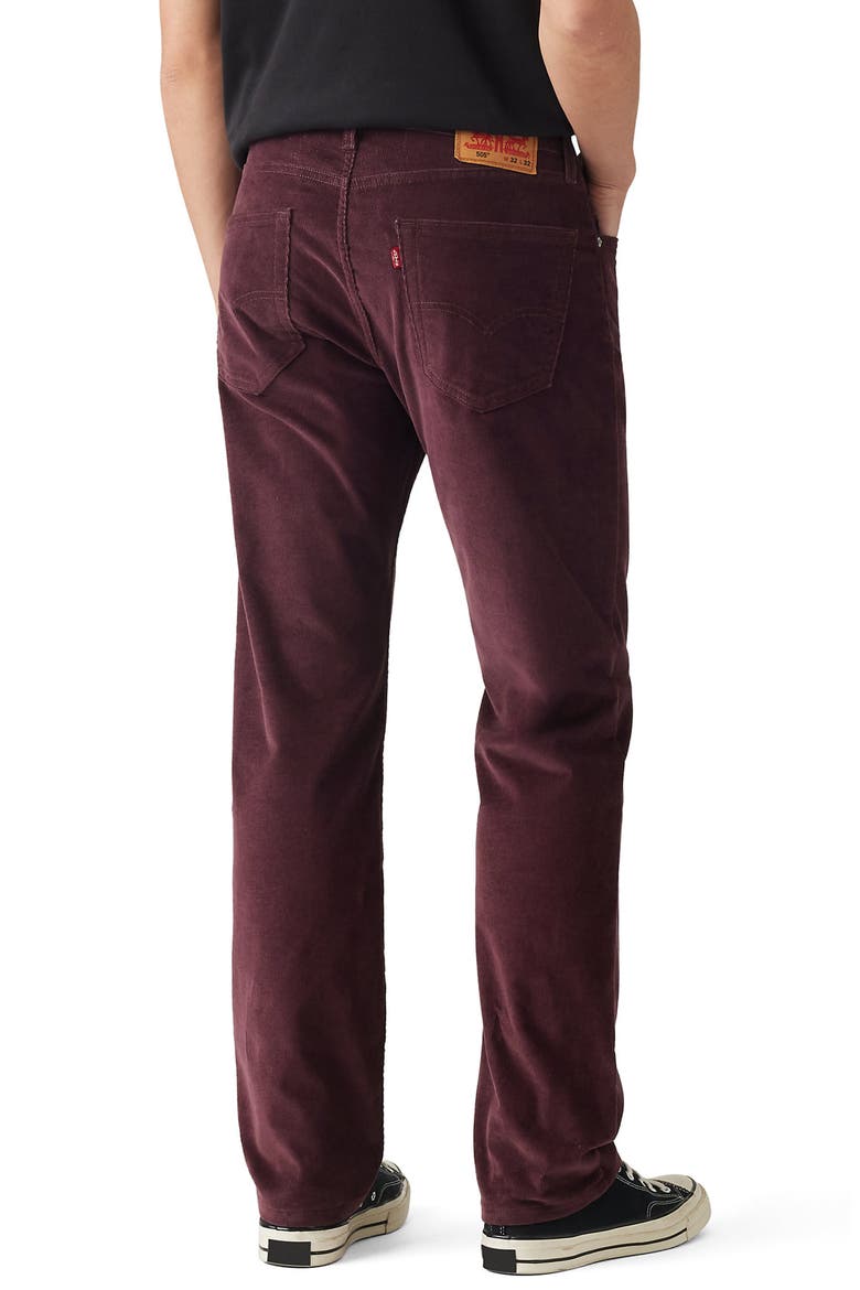 505™ Regular Corduroy Straight Leg Jeans, Alternate, color, DEEP BURGUNDY