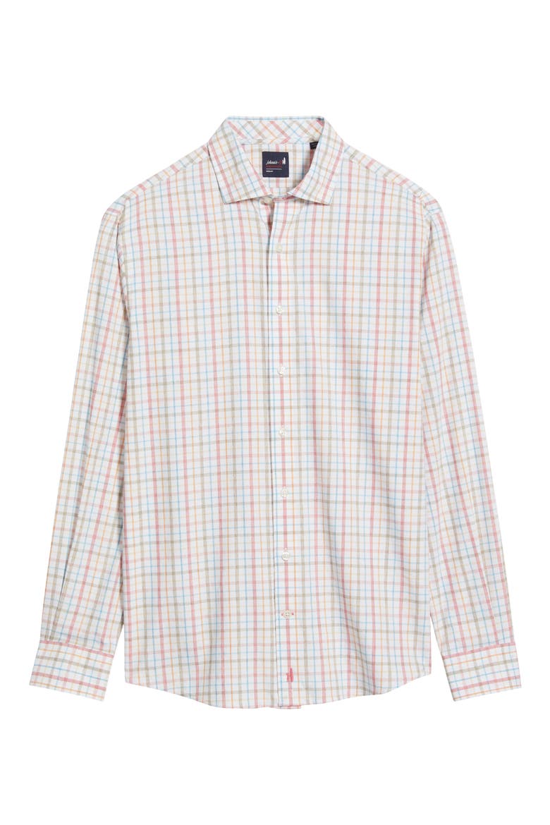 Maarten Plaid Performance Button-Up Shirt, Alternate, color, CINNAMON