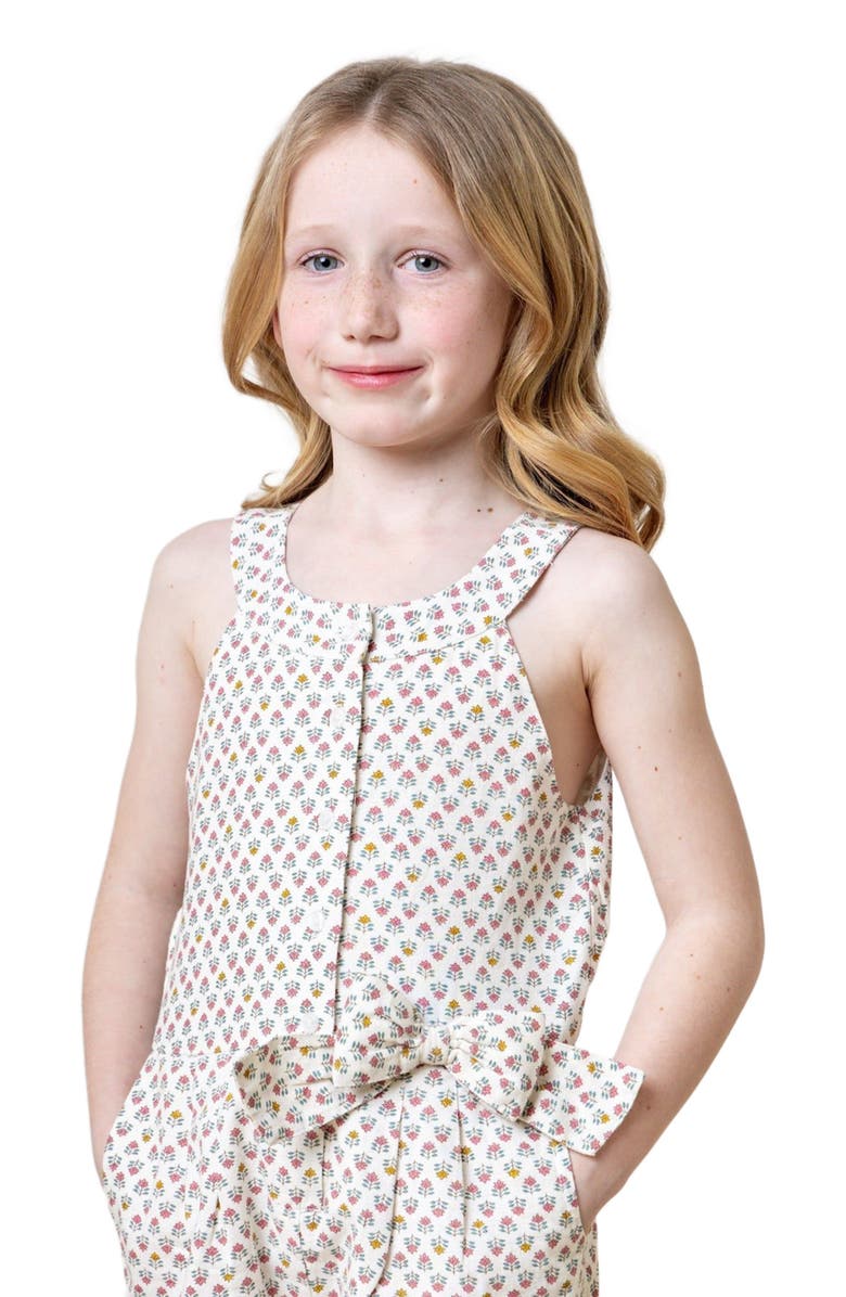 Hope & Henry Girls' Halter Button Front Linen Romper, Kids, Alternate, color, 