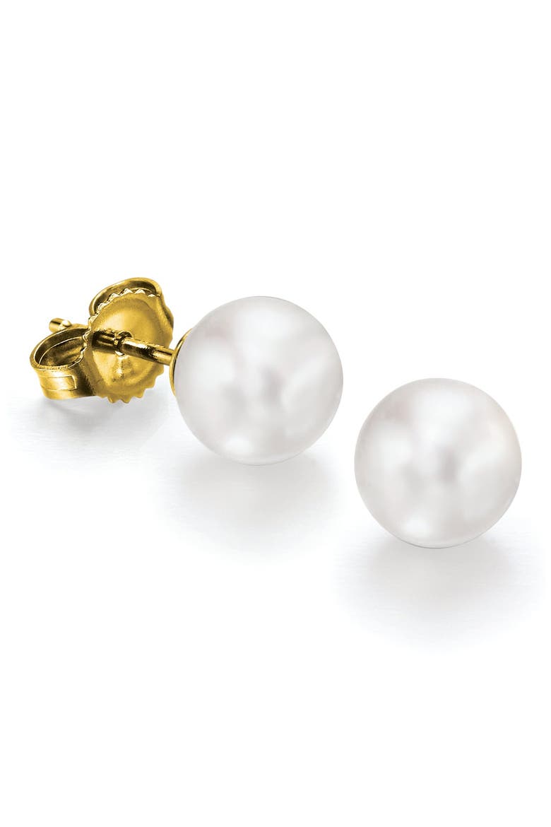 Akoya Pearl Stud Earrings, Main, color, WHITE PEARL