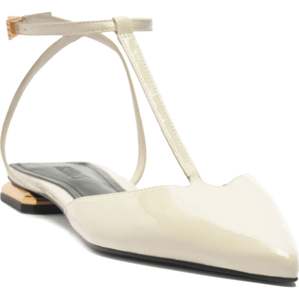 Schutz Allure Pointed Toe T-Strap Flat in Sugar White  product