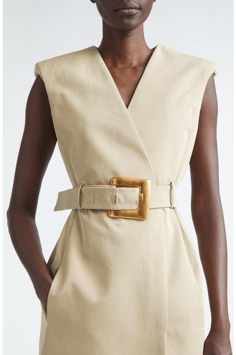 Belted Cotton Gabardine Wrap Minidress, Alternate, color, 0AN SAND