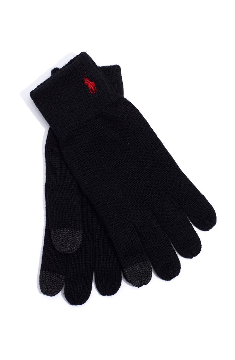 Polo Ralph Lauren Knit Touch Glove, Main, color, Black