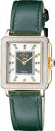 GV2 GEVRIL Women's Padova Gemstone Leather Strap Square Watch, 27 mm x 30 mm - 0.0116 ctw