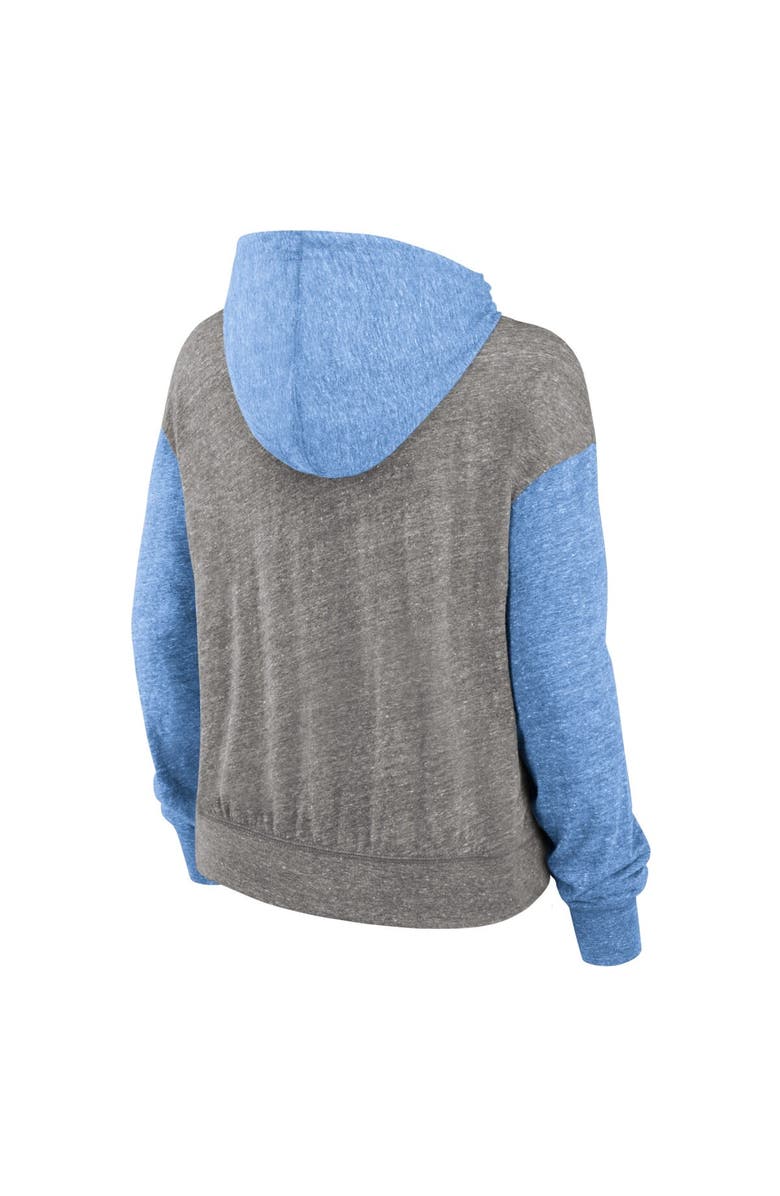 Jordan Brand Women's Jordan Brand Heather Gray/Carolina Blue North Carolina Tar Heels Blitz Color Blocked Legacy Pullover Hoodie, Alternate, color, 