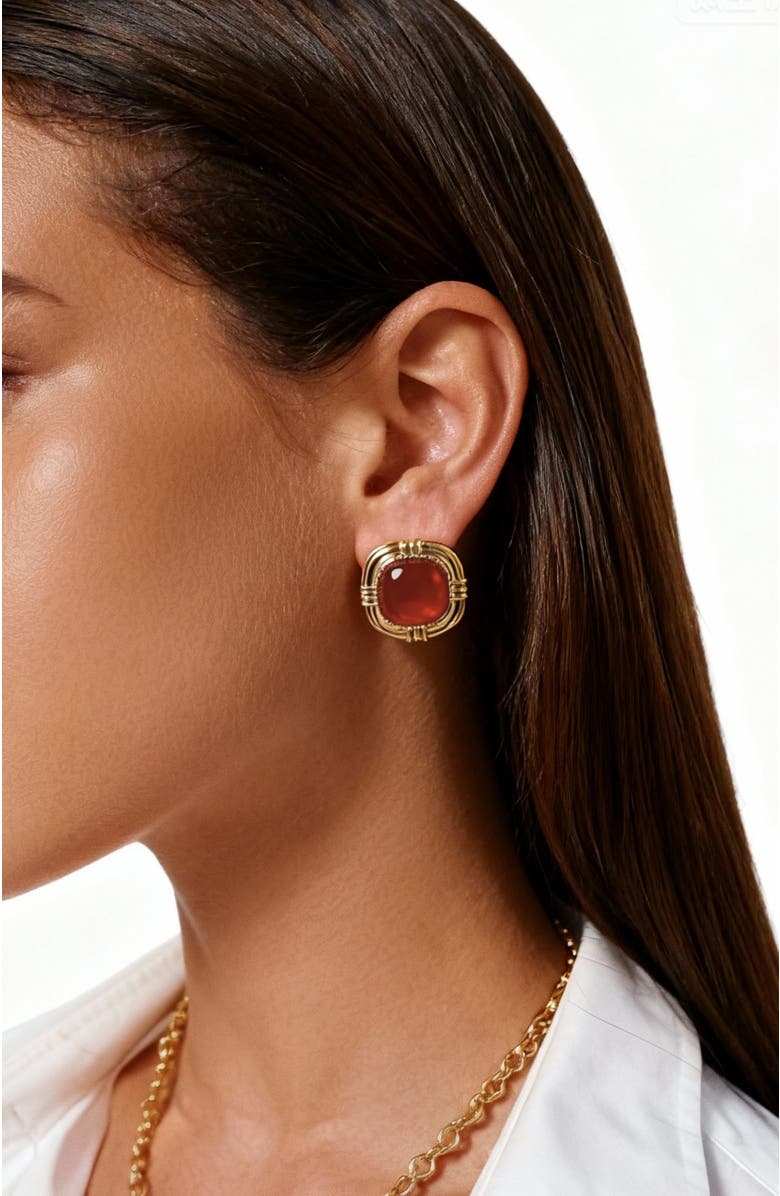 RC RETRO CHIC Agate Earrings, Alternate, color, Red