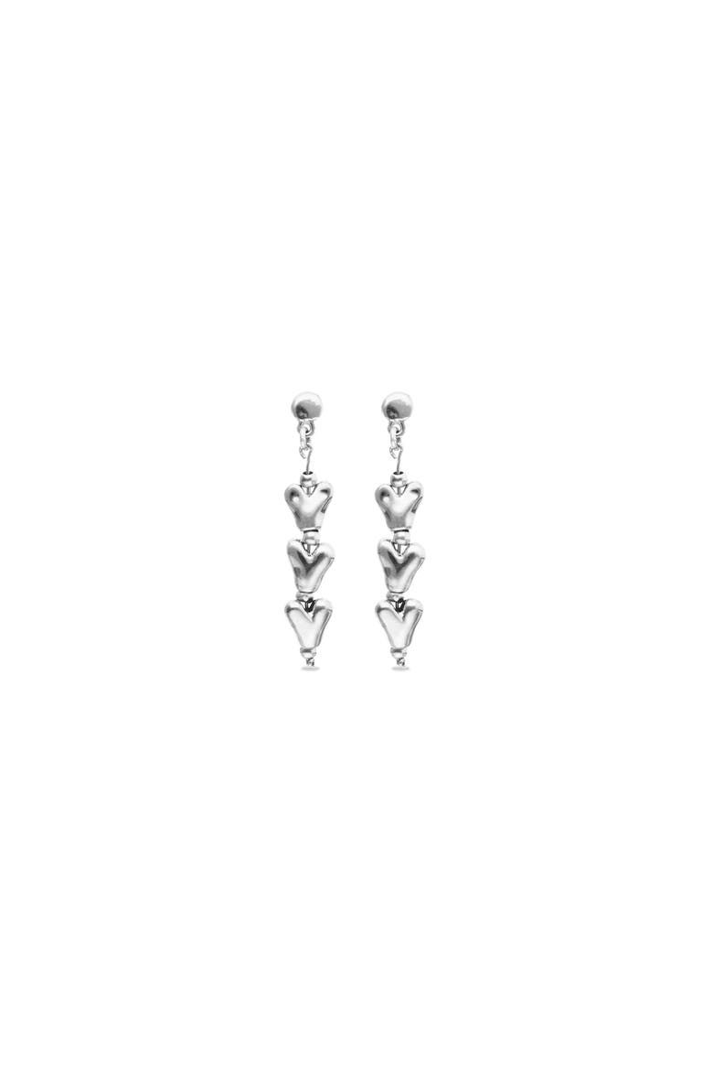 Long Earrings With Hearts Plated In Sterling Silver, Alternate, color, Silver