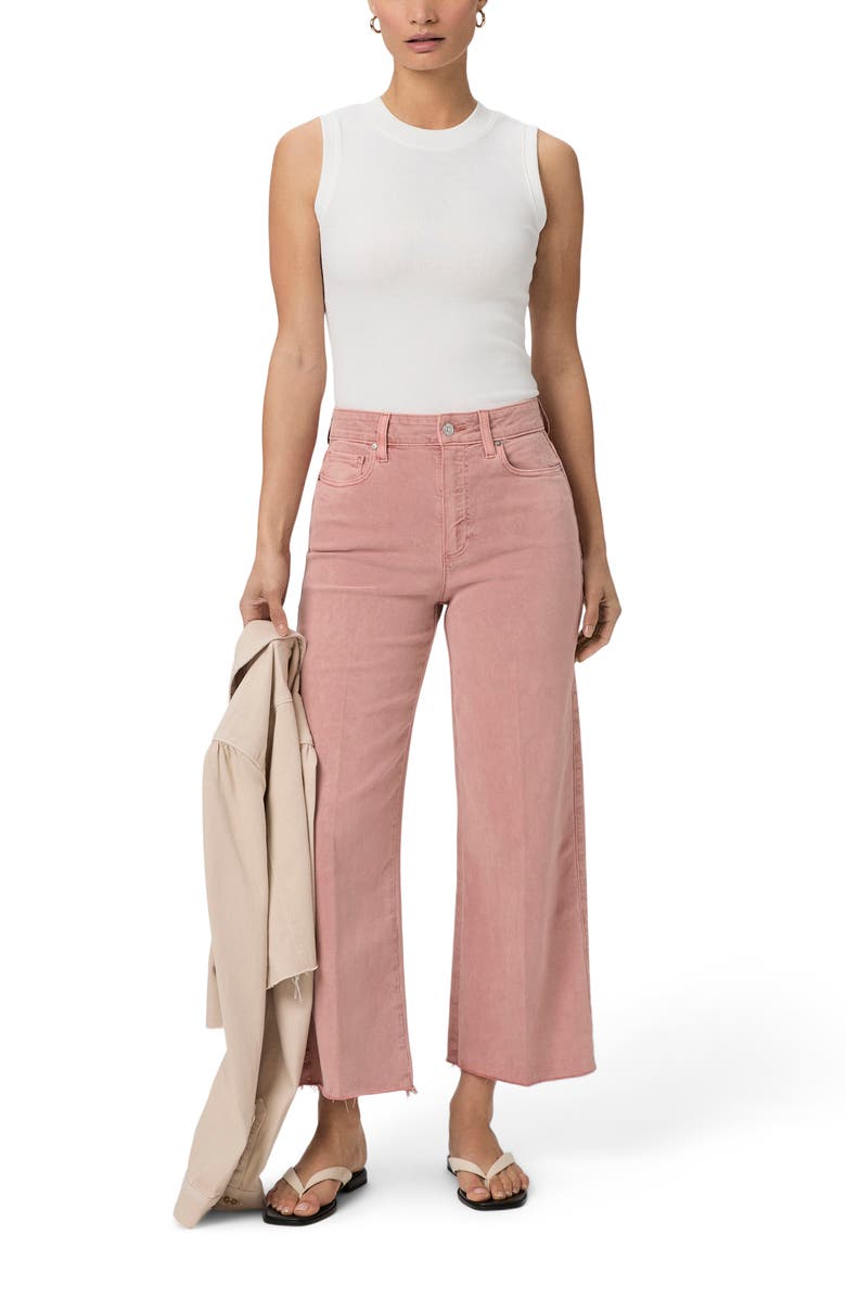 PAIGE Anessa Raw Hem High Waist Wide Leg Jeans, Alternate, color,