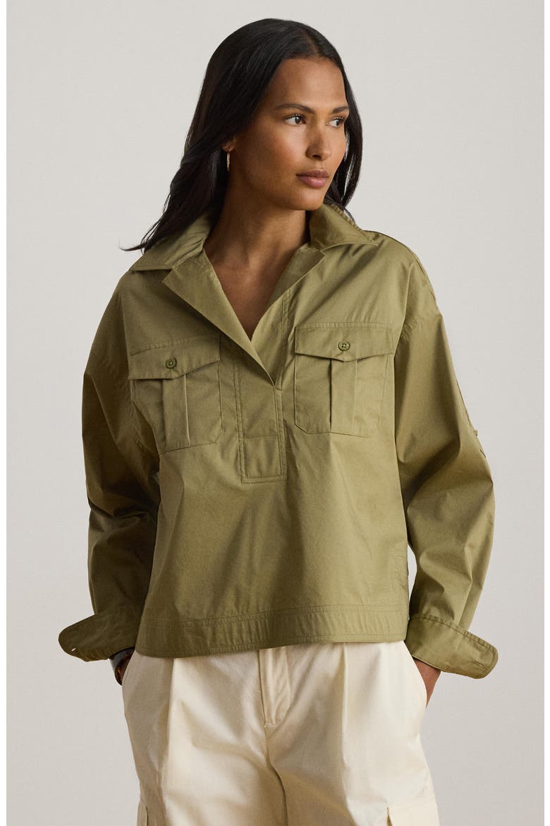 Silky Stretch Cotton Utility Shirt, Alternate, color, LIGHT AGAVE GREEN