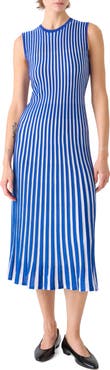 Akris Two-Tone Silk, Wool & Cotton Blend Sweater Dress