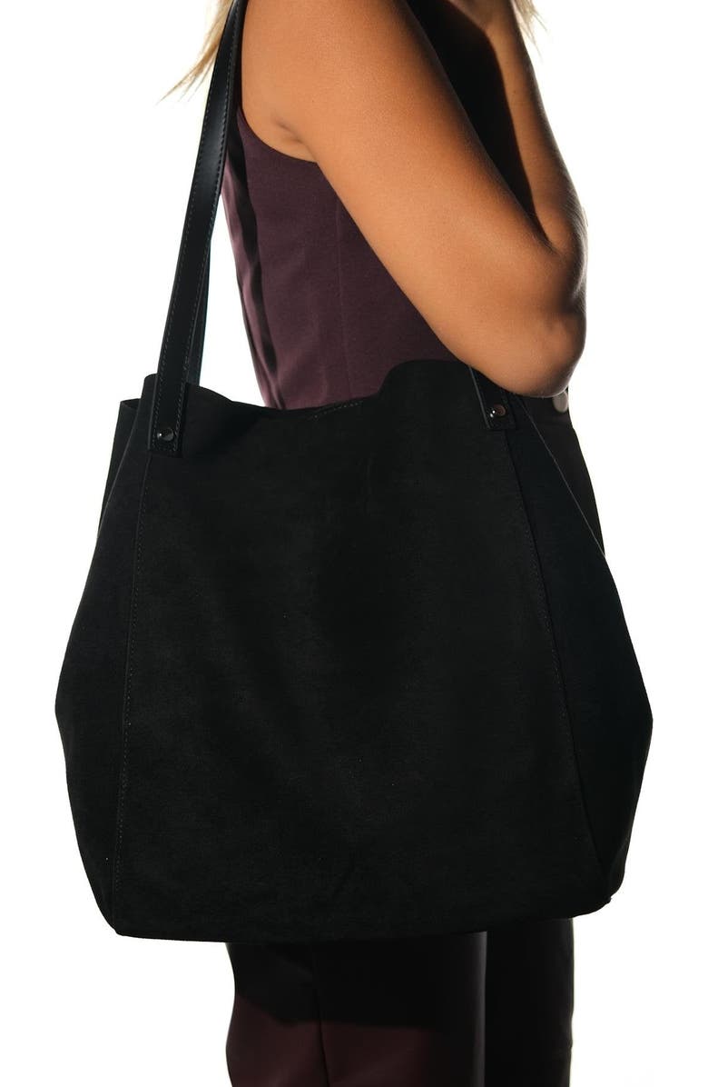 Forever & Always Shoes Alfred Leather Shoulder Bag, Alternate, color, Black Suede