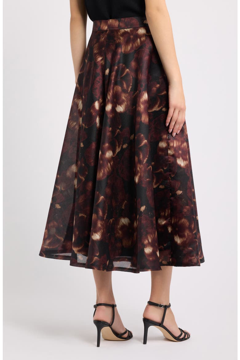 Full Circle Midi Skirt, Alternate, color, BLACK/ BAROLO MULTI