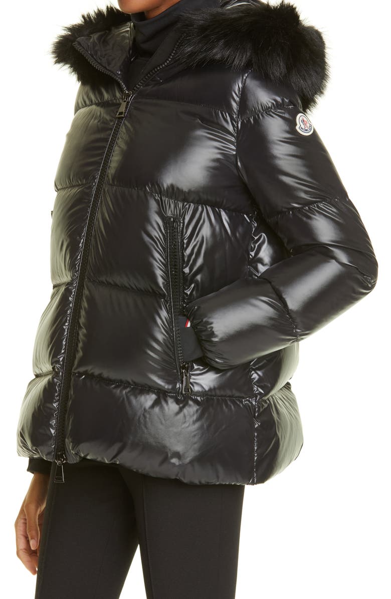 Moncler Laiche Quilted Hooded 750 Fill Power Down Jacket with Removable Faux Fur Trim, Alternate, color, 