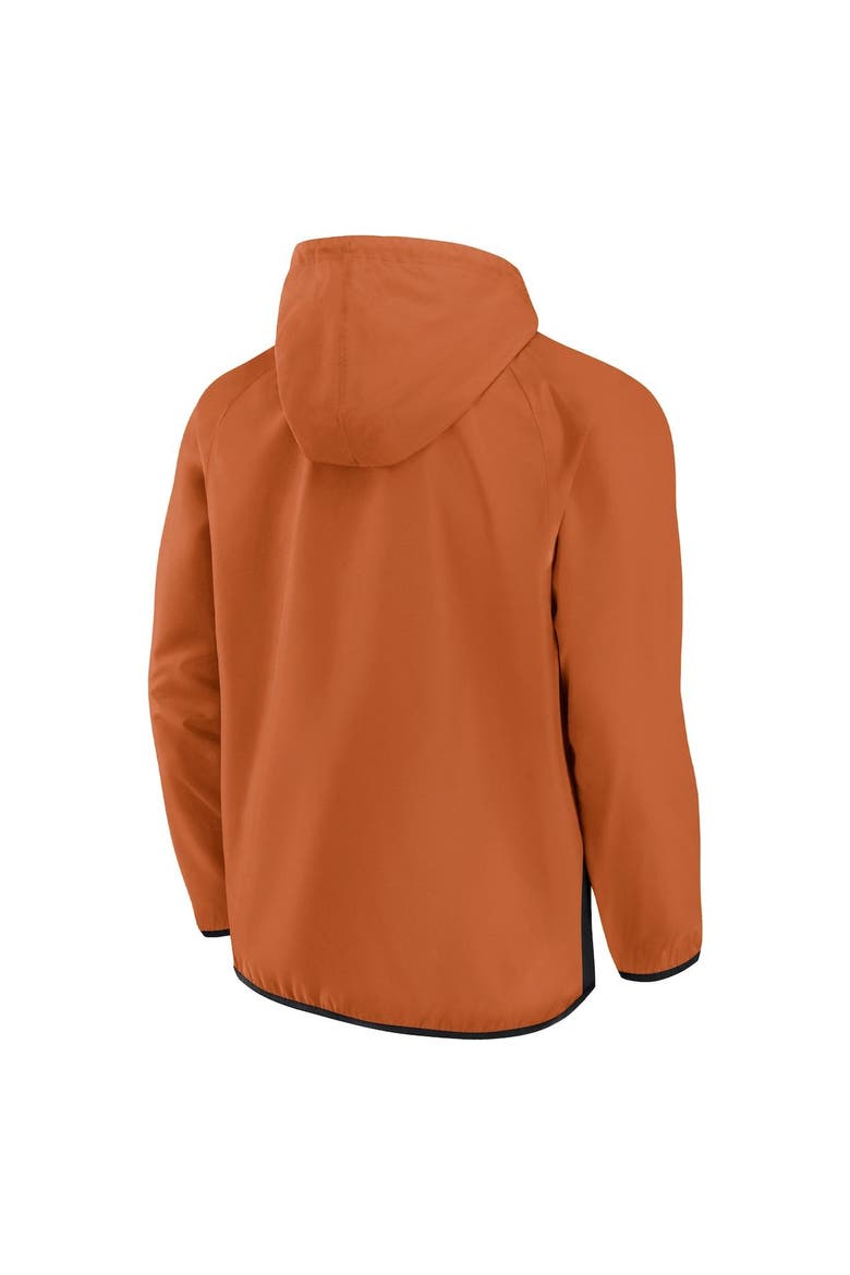 Men's Fanatics Branded Texas Orange Texas Longhorns Victory On Raglan Quarter-Zip Hoodie, Alternate, color, Burnt Orange