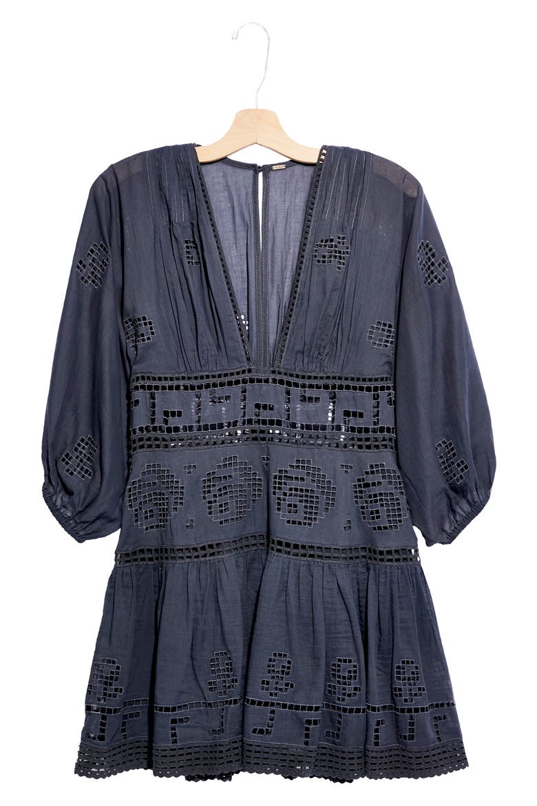 Tea Time Embroidered Cutout Minidress, Main, color, CHARCOAL