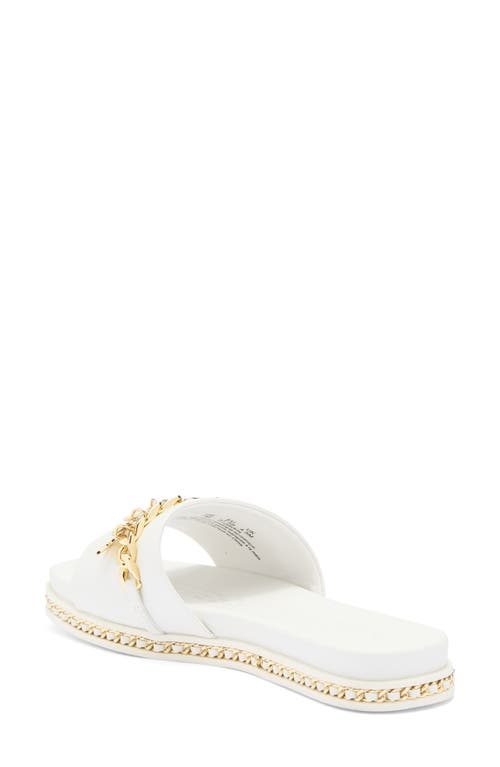 Karl Lagerfeld Paris Basia Charm Chain Slide Sandal In White/gold