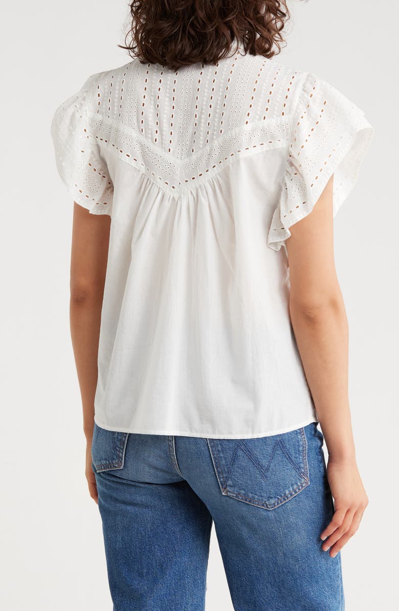 Muse Tie Neck Ruffle Sleeve Top, Alternate, color, White