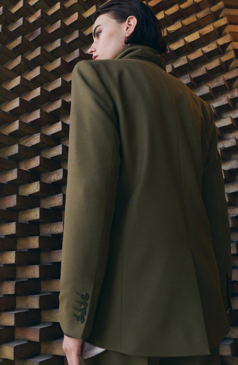 MANGO Notch Collar Blazer, Alternate, color, Khaki Green