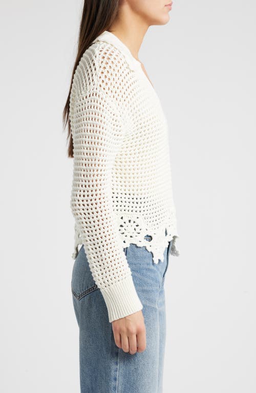 Rails Louise Open Stitch Scallop Sweater In Ivory