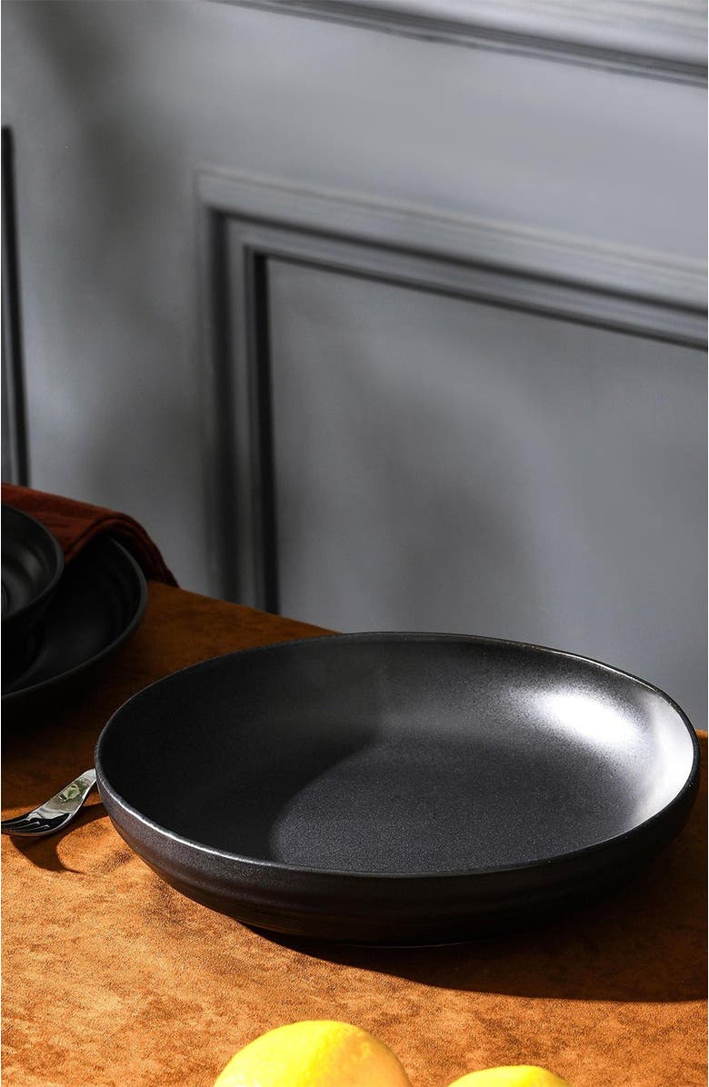Stone Lain Elio Stoneware 4-Piece Pasta Bowl Set, Alternate, color, Black