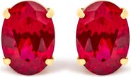Haus of Brilliance 18K Yellow Gold 7x5 MM Created Oval Ruby Solitaire Stud Earrings