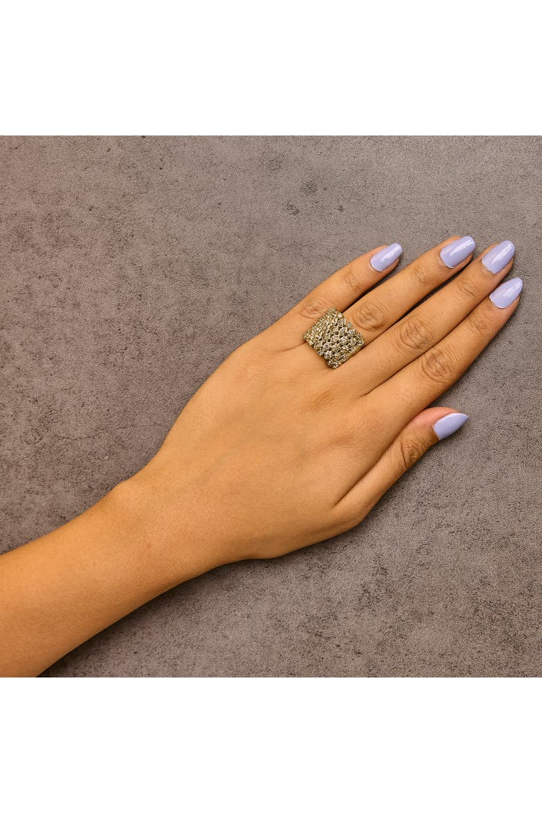 10K Yellow Gold 2.0 Cttw Brown Diamond Mesh Link Cocktail Ring, Alternate, color, Yellow Gold