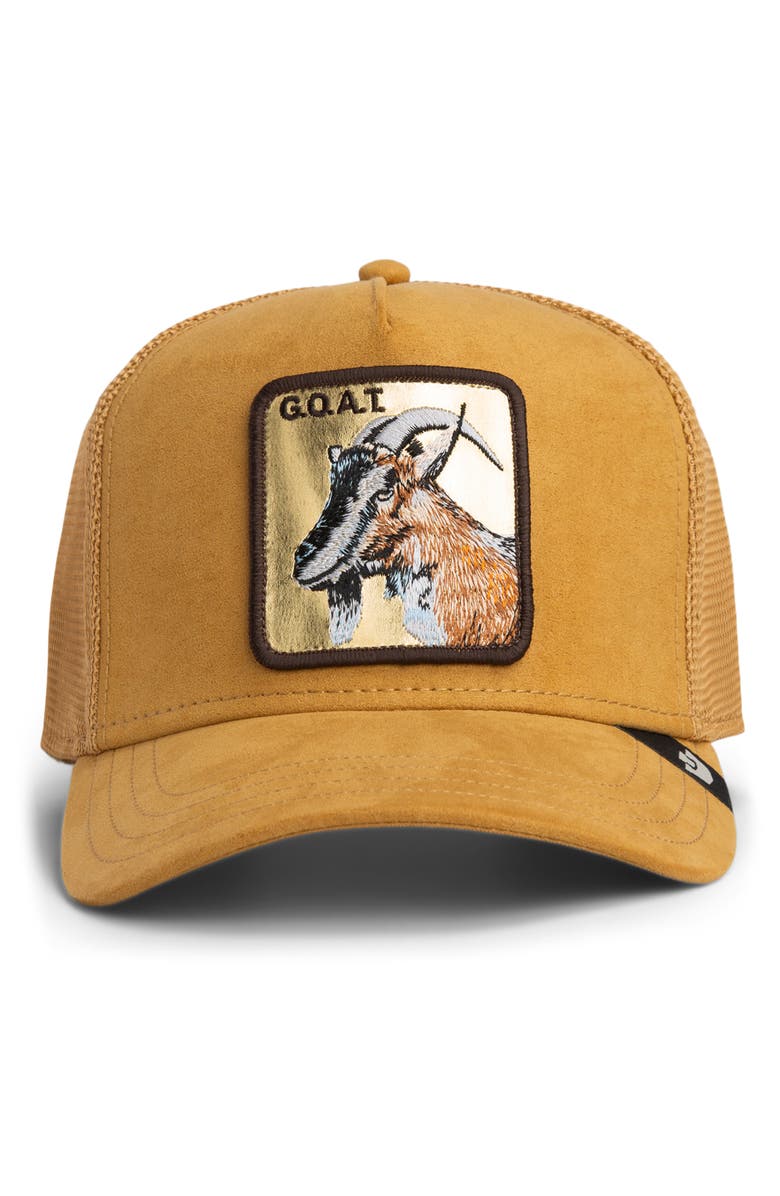 Goorin Bros. Golden Goat Patch Snapback Trucker Hat, Alternate, color, Amber