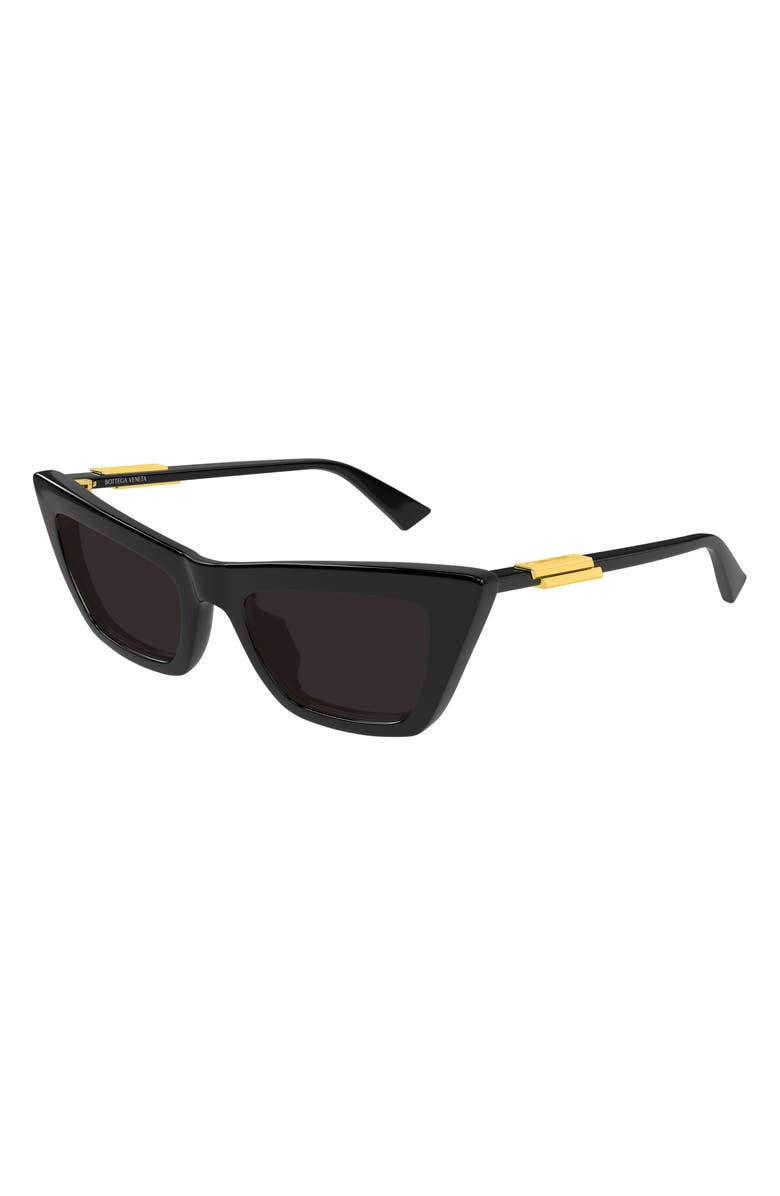 Bottega Veneta 53mm Cat Eye Sunglasses, Alternate, color, Black