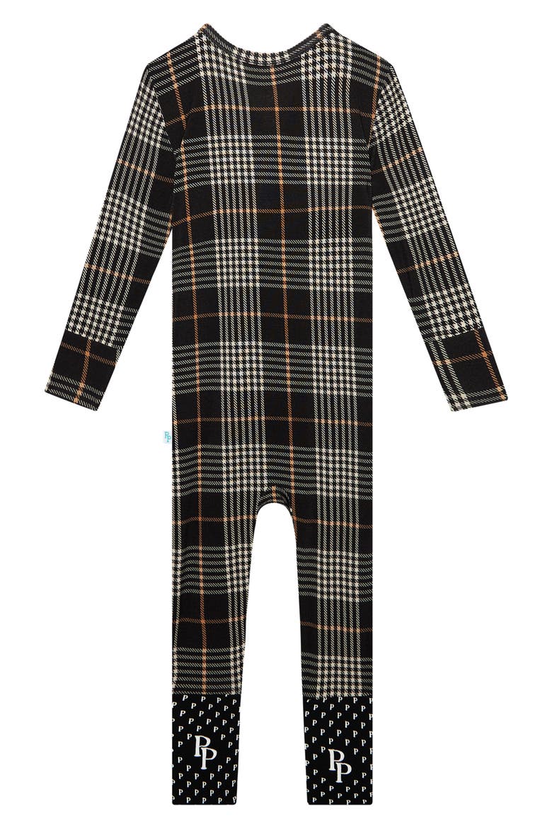 Sanders Plaid Fitted One-Piece Convertible Footie Pajamas, Alternate, color, OXFORD