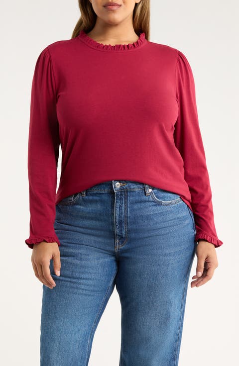 Ruffle Detail Knit Top (Plus)