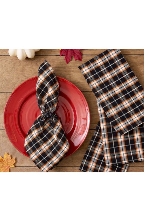 Design Imports Hallows Eve Plaid 4-piece Napkin Set In Brown