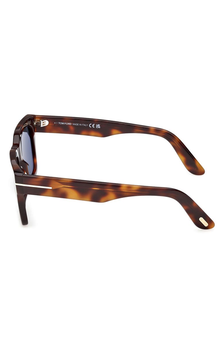 TOM FORD Andy 53mm Square Sunglasses, Alternate, color, Shiny Havana / Teal