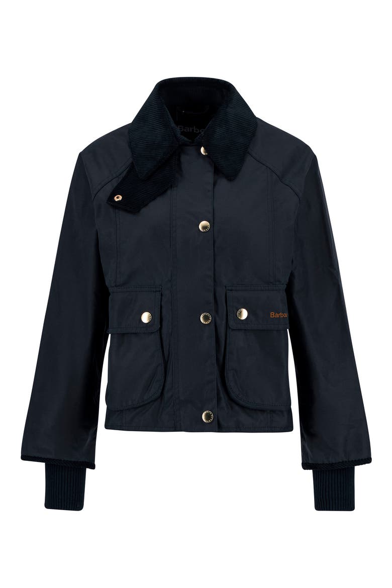 Beadnell Crop Waxed Cotton Jacket, Alternate, color, NAVY CLASSIC