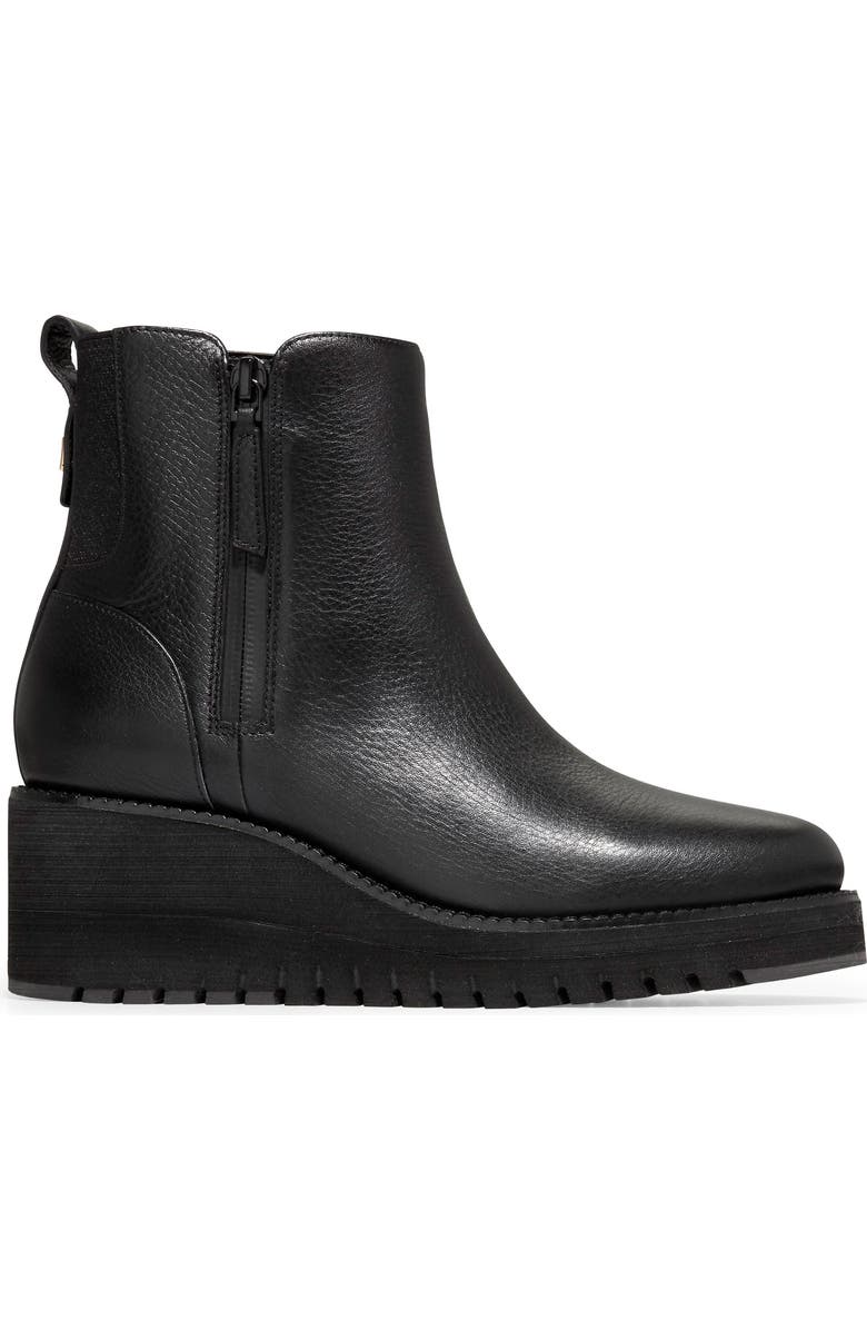 Cole Haan ZeroGrand City Waterproof Wedge Bootie, Alternate, color, Black/ Black Wp